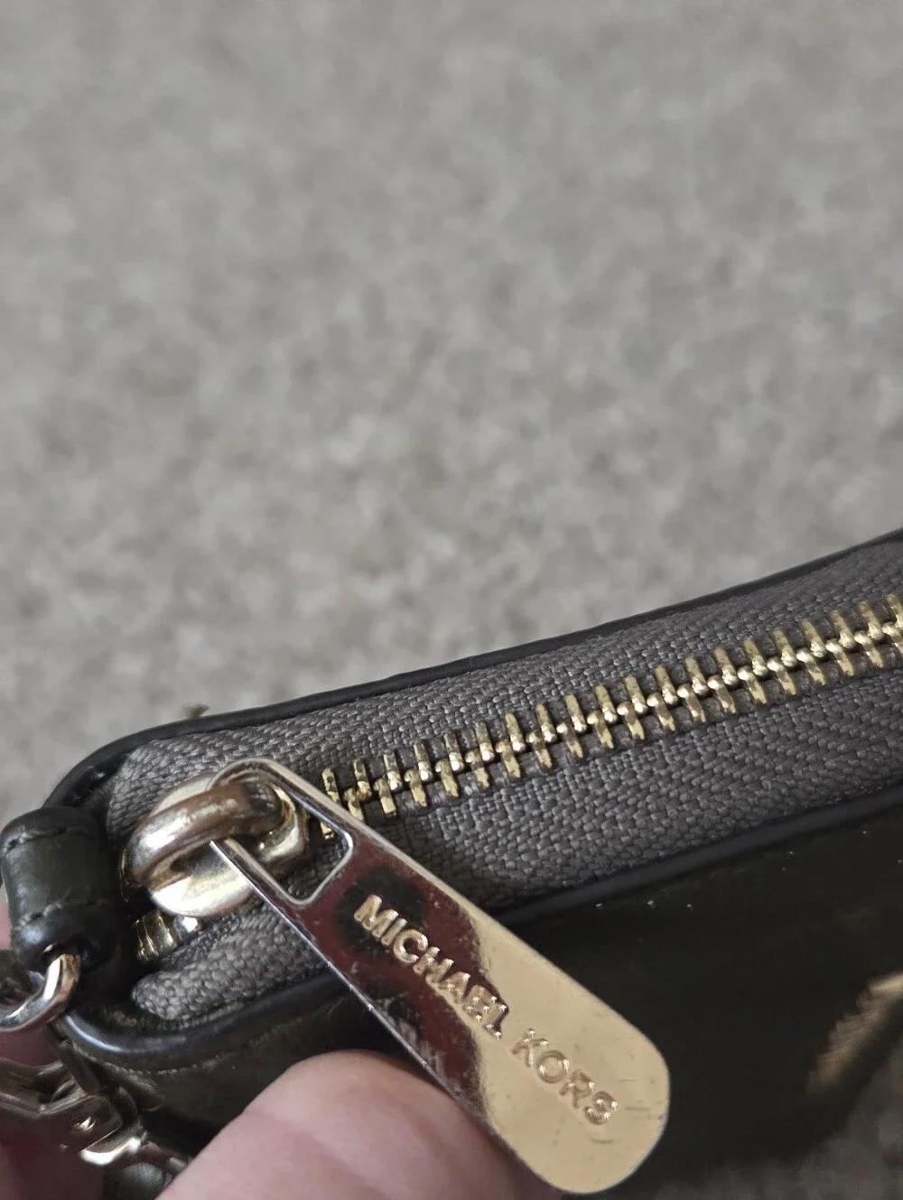 Michael Kors Olive Green Pebbled Leather Wristlet Wallet